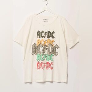 AC/DC Short Sleeve Tee - Cream with Multicolor Graphic